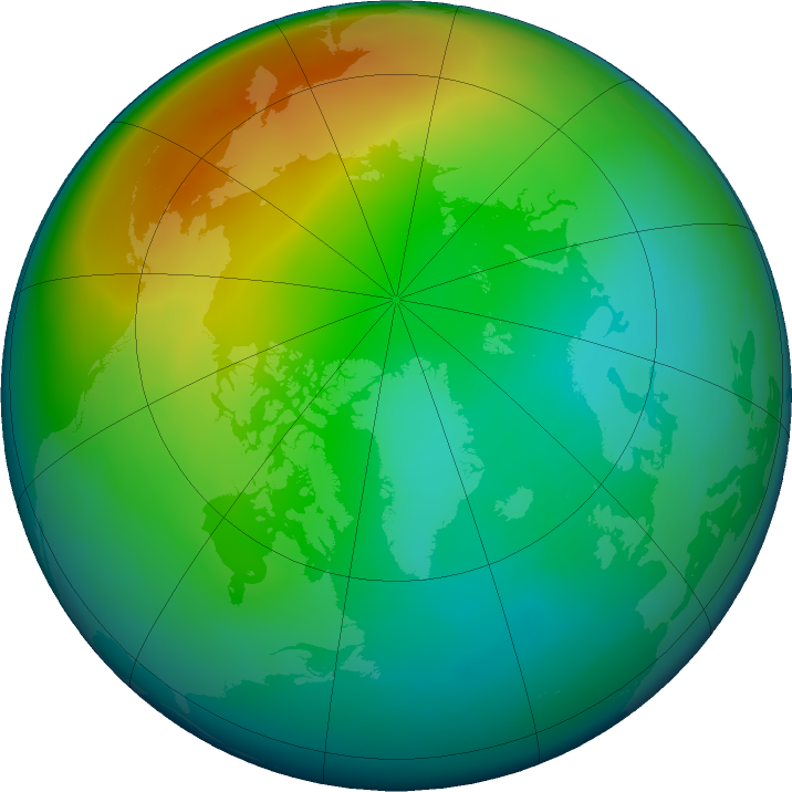 Arctic ozone map for December 2020